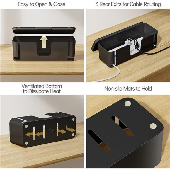 Cable Management Box, 2 Pack Cable Organizer Box, Large and Medium Size Cord Box - Picture 7 of 7